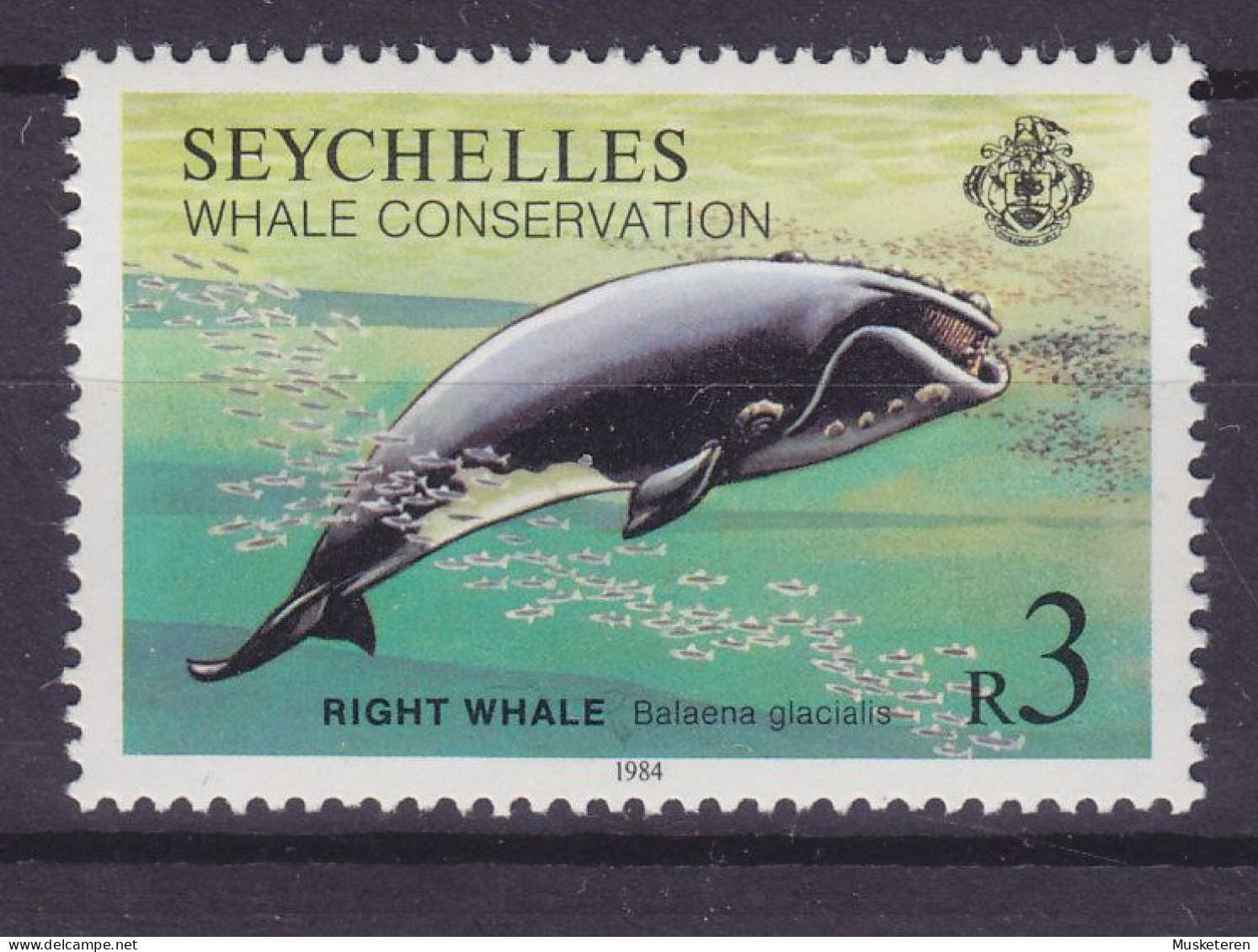Seychelles 1984 Mi. 573, 3 R, Right Whale Glattwal, MNH* - Seychellen (1976-...)