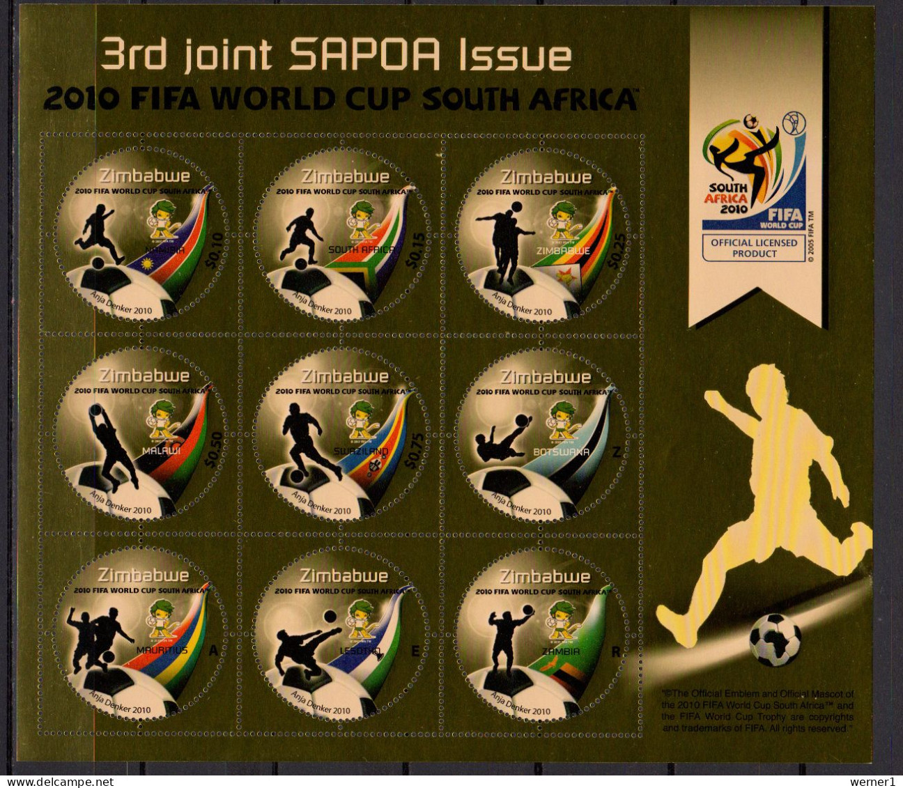 Zimbabwe 2010 Football Soccer World Cup Sheetlet MNH - 2010 – Zuid-Afrika