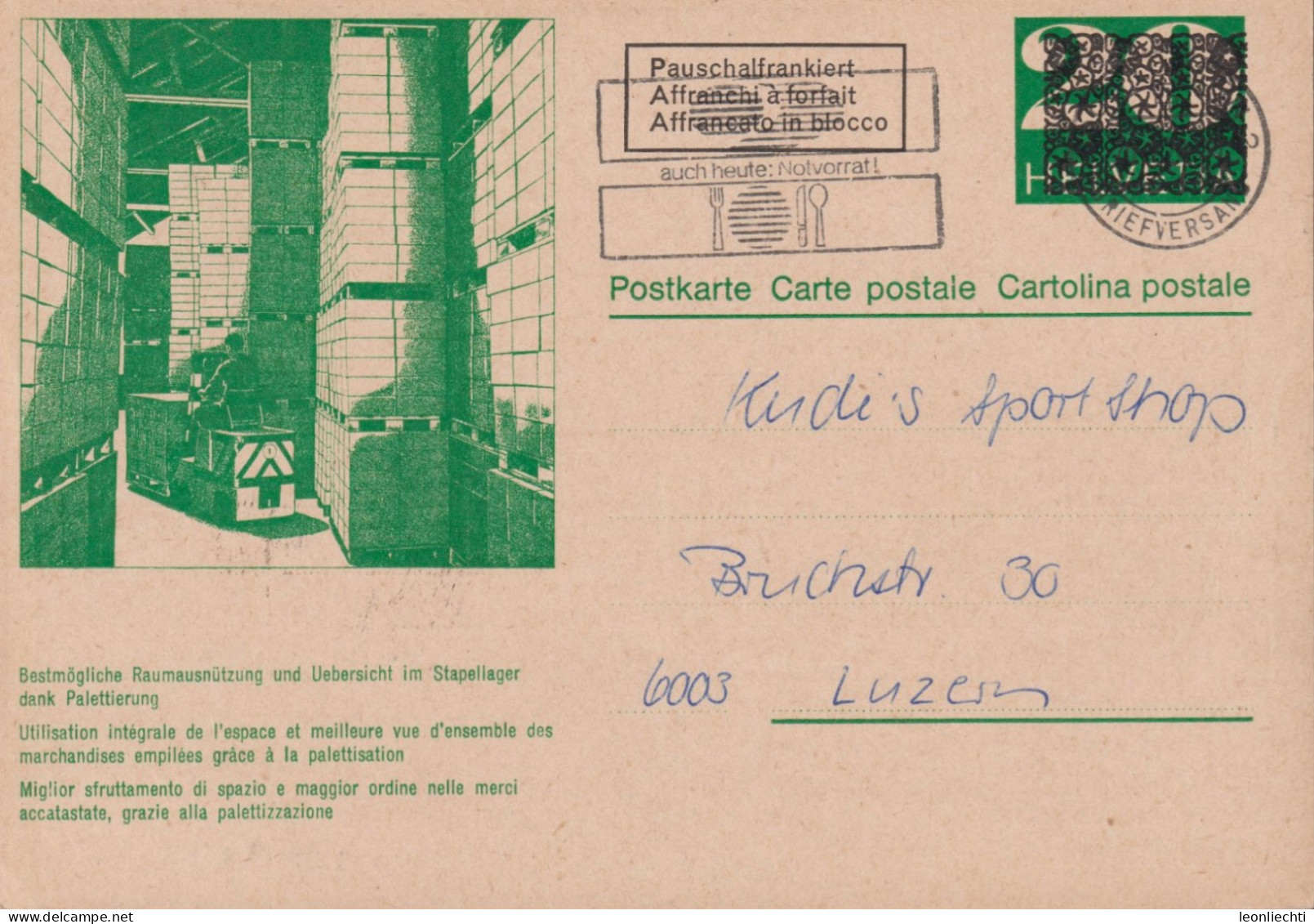 1968, Ganzsache  Zum: SBB57 F., 001 Bestmögliche Raumnützung ⵙ Auch Heute: Notvorrat ! - Ganzsachen