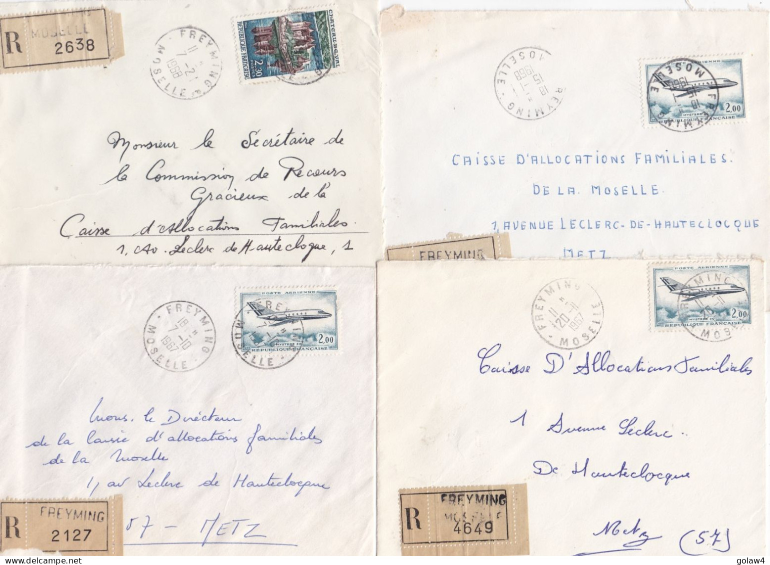 36979# LOT 19 LETTRES FRANCHISE PARTIELLE RECOMMANDE Obl FREYMING MOSELLE 1967 1968 Pour METZ 57 - Briefe U. Dokumente