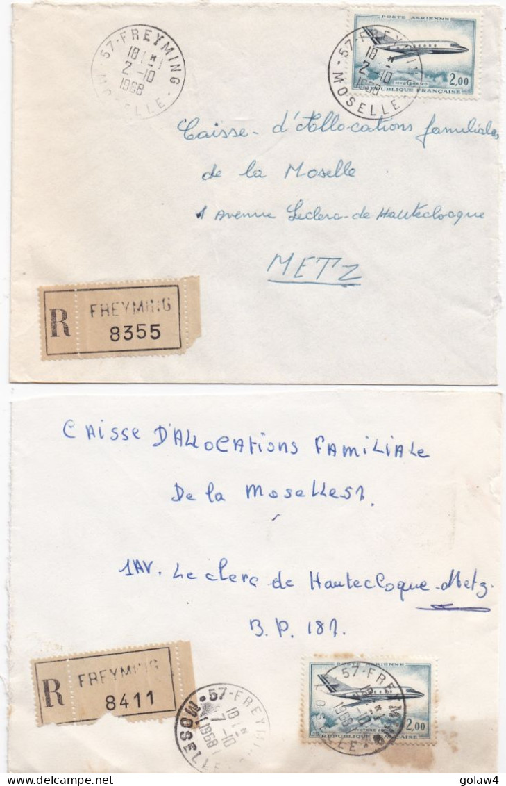 36979# LOT 19 LETTRES FRANCHISE PARTIELLE RECOMMANDE Obl FREYMING MOSELLE 1967 1968 Pour METZ 57 - Lettres & Documents