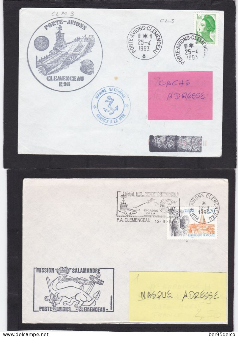 PORTE-AVION  CLEMENCEAU 4 CARTES POSTALES AYANT VOYAGEES + 15 ENVELOPPES - Commemorative Postmarks