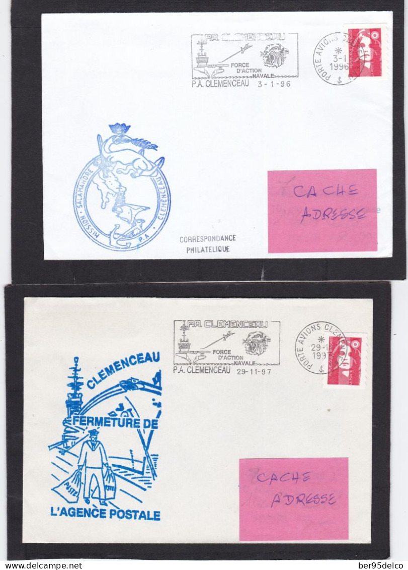 PORTE-AVION  CLEMENCEAU 4 CARTES POSTALES AYANT VOYAGEES + 15 ENVELOPPES