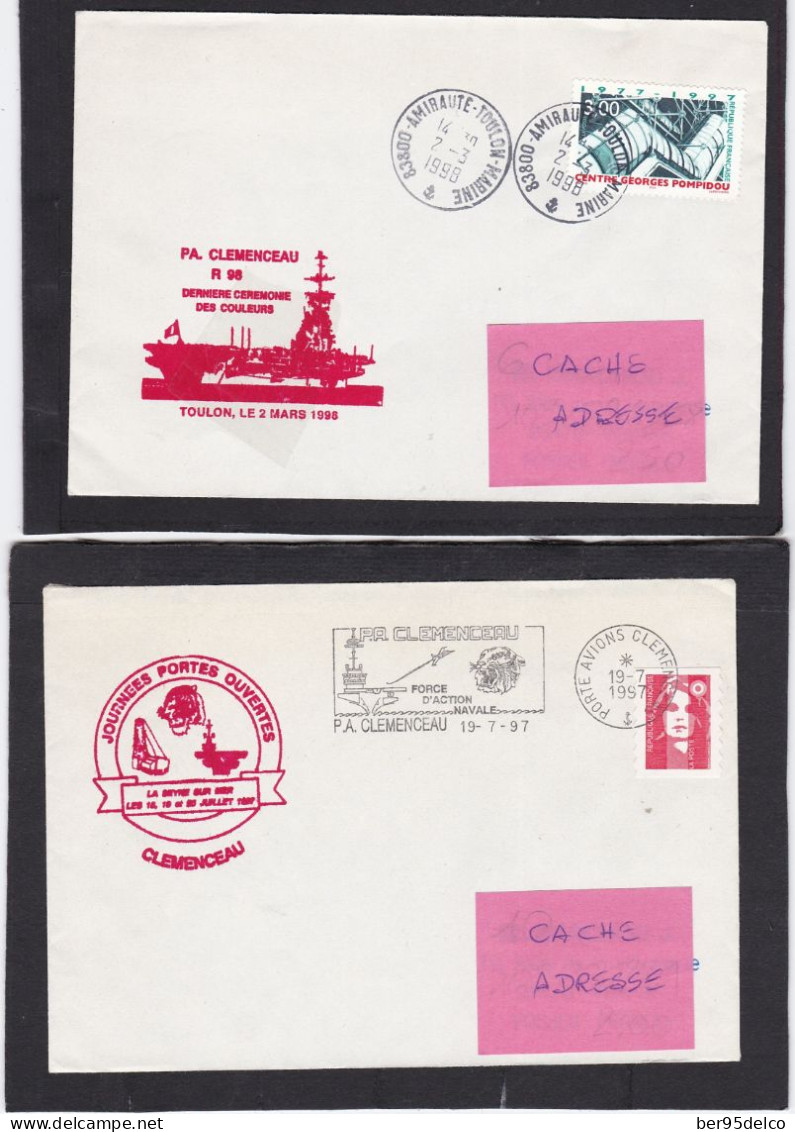 PORTE-AVION  CLEMENCEAU 4 CARTES POSTALES AYANT VOYAGEES + 15 ENVELOPPES