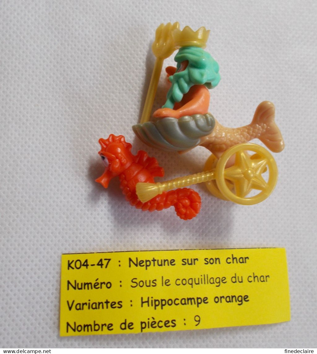Kinder - Monde De Neptune - Neptune Sur Son Char Et Hippocampe Orange - K04 47 - Sans BPZ - Steckfiguren