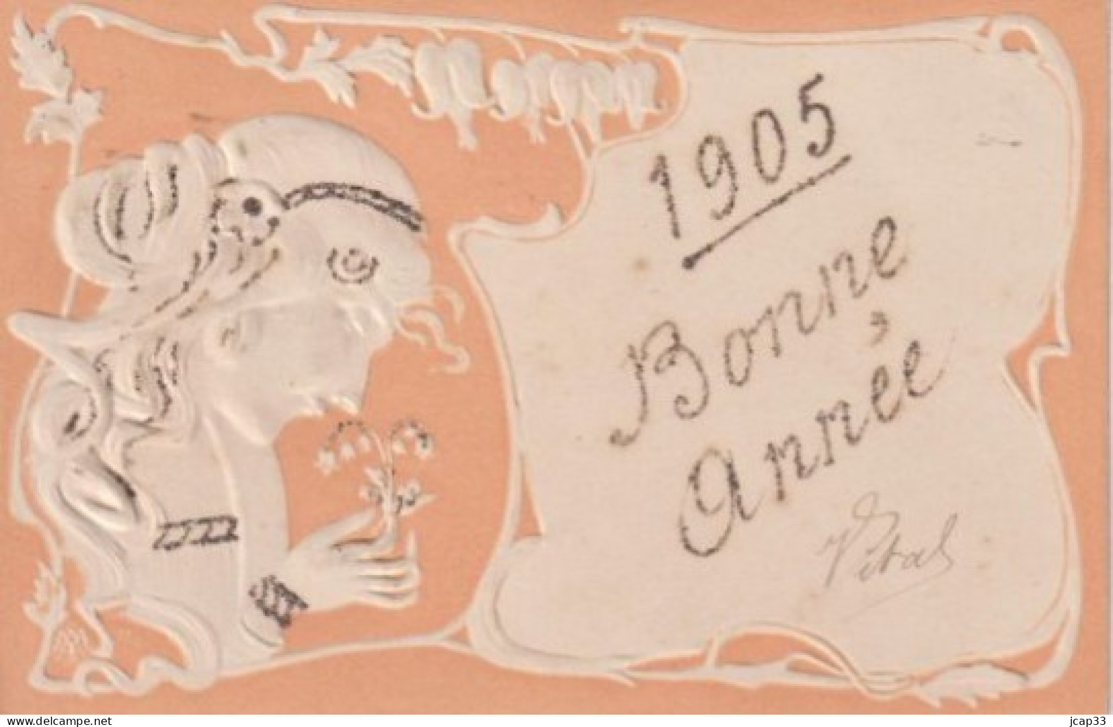 FANTAISIE  -  CARTE GAUFREE  -  BONNE ANNEE 1905  - - Nouvel An