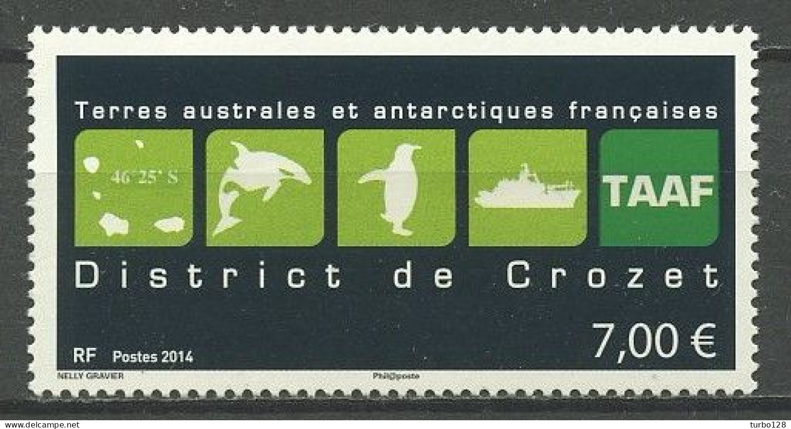 TAAF 2014  N° 709 ** Neuf MNH Superbe C 21 € Série Courante Transports Hélicoptère Oiseaux Manchot Tortue Bateaux Crozet - Unused Stamps