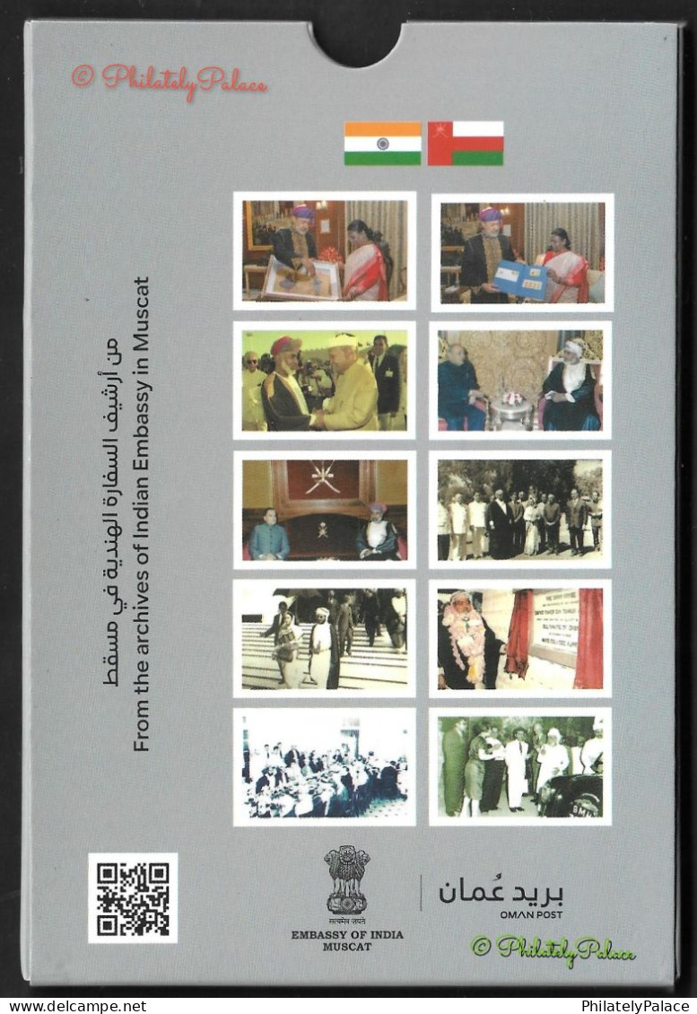 OMAN 2023 India Joint Issue,Sultan Said Bin Taimur,Haitham Bin Tarik,Rajiv Gandhi,Official Postcard Set (**) Inde Indien - Omán