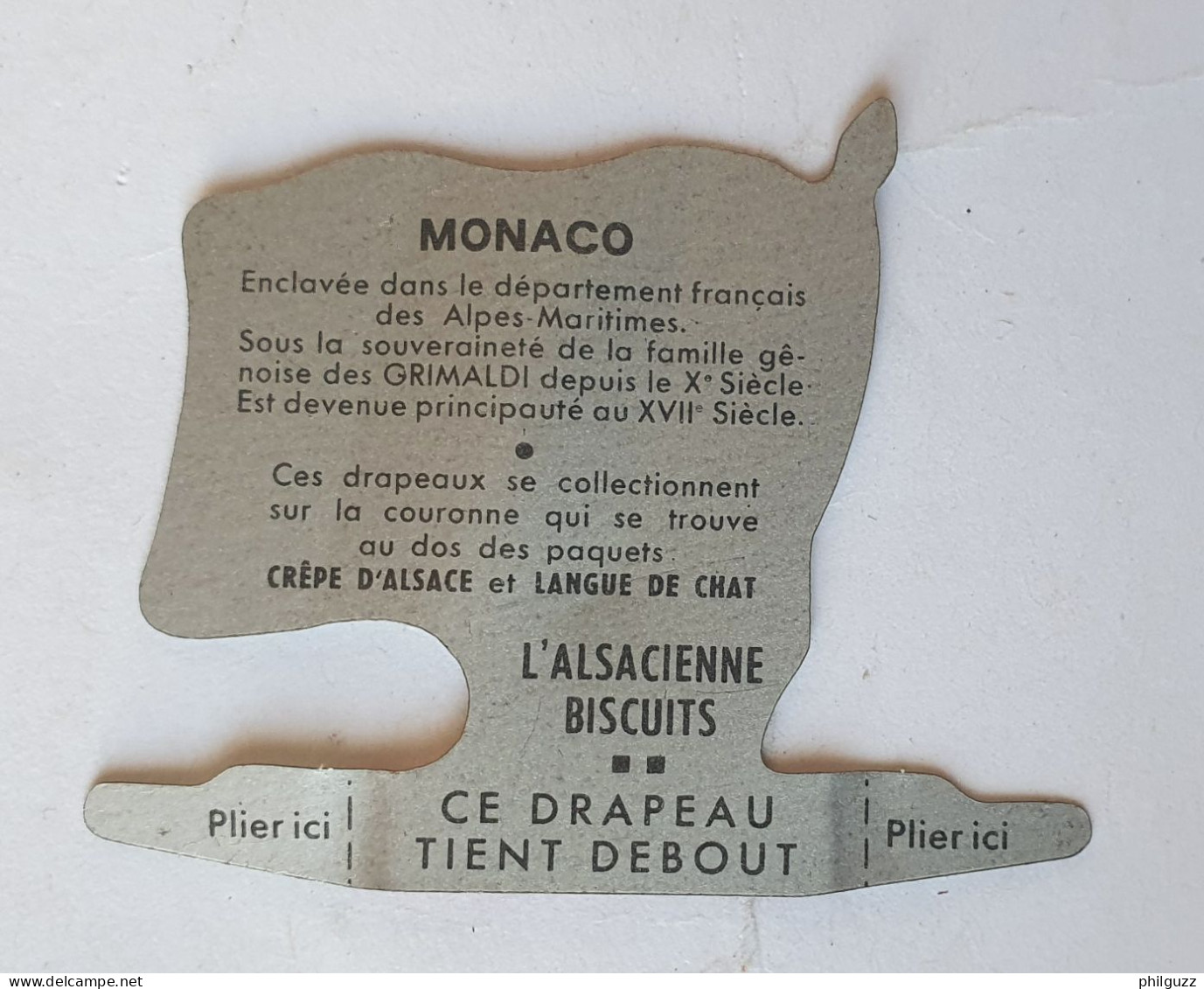 FIGURINE PUBLICITAIRE PLAQUE En Métal DRAPEAU DRAPEAURAMA ALSACIENNE MONACO 1961 - Autres & Non Classés