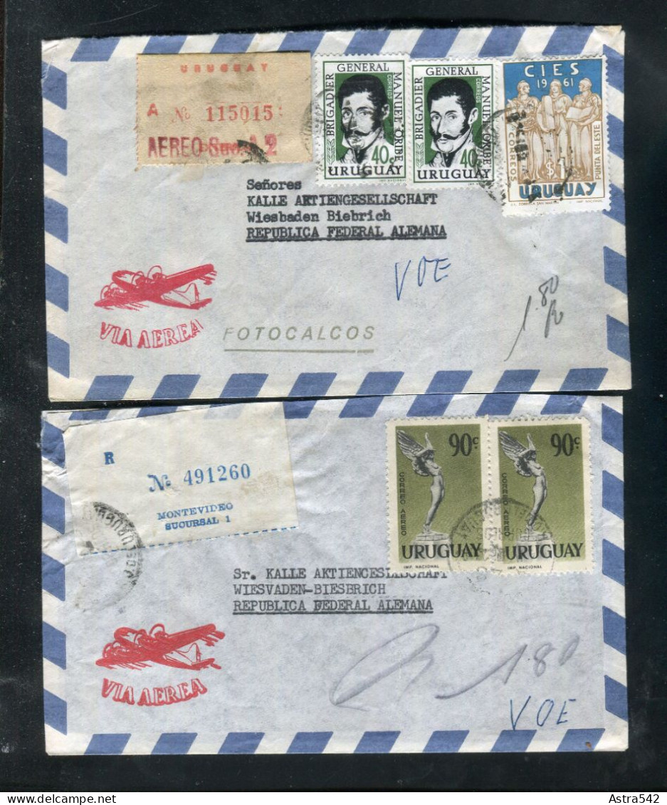"URUGUAY" 2 Reco-/Lupo-Briefe Nach Deutschland (A1224) - Uruguay
