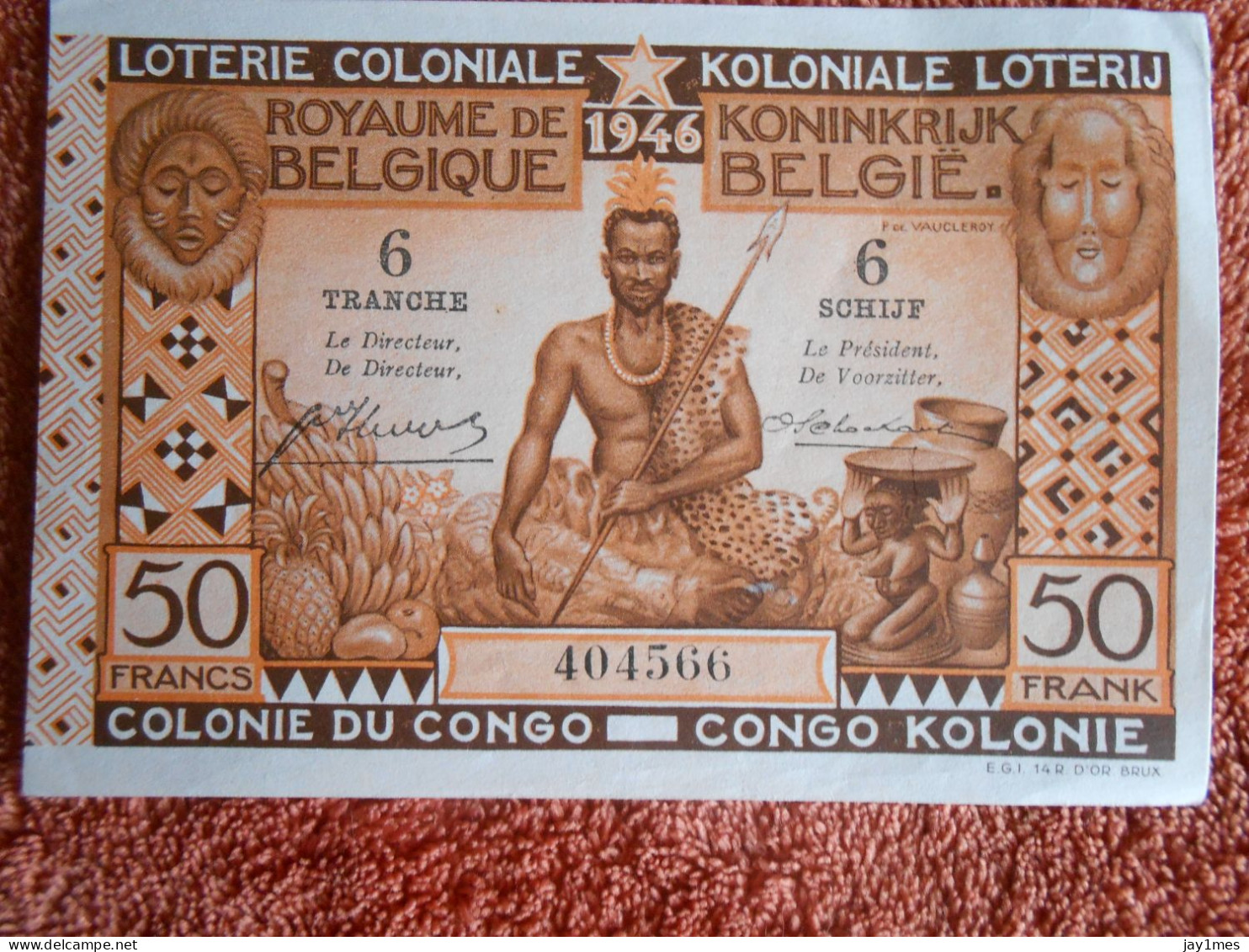 Loterie Coloniale Koloniale Loterij Congo 1946 - Lotterielose