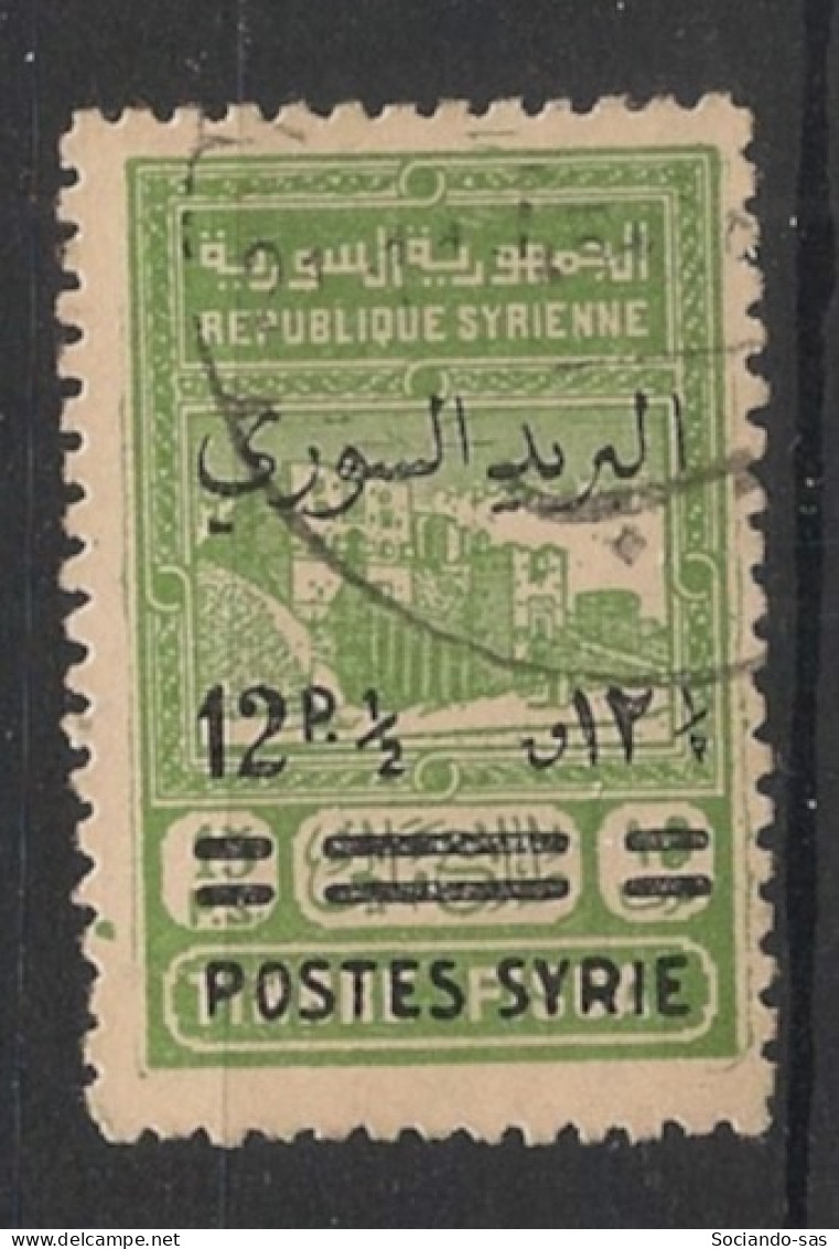 SYRIE - 1945 - N°YT. 288 - 12pi50 Sur 15pi Vert - Oblitéré / Used - Gebruikt