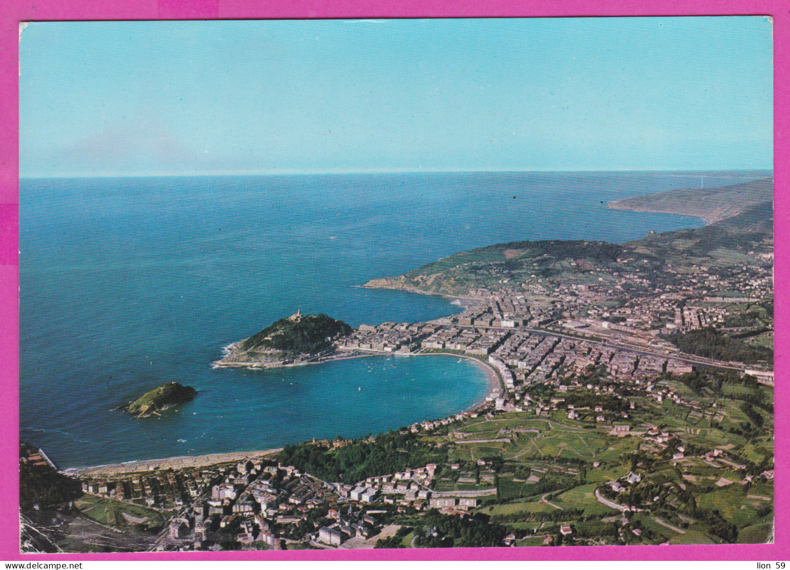 293813 / Spain - San Sebastian Vista Aerea PC 1966 USED 1.50+1+1 Pta General Franco Flamme "PONGA No. DISTRITO POSTAL - Lettres & Documents