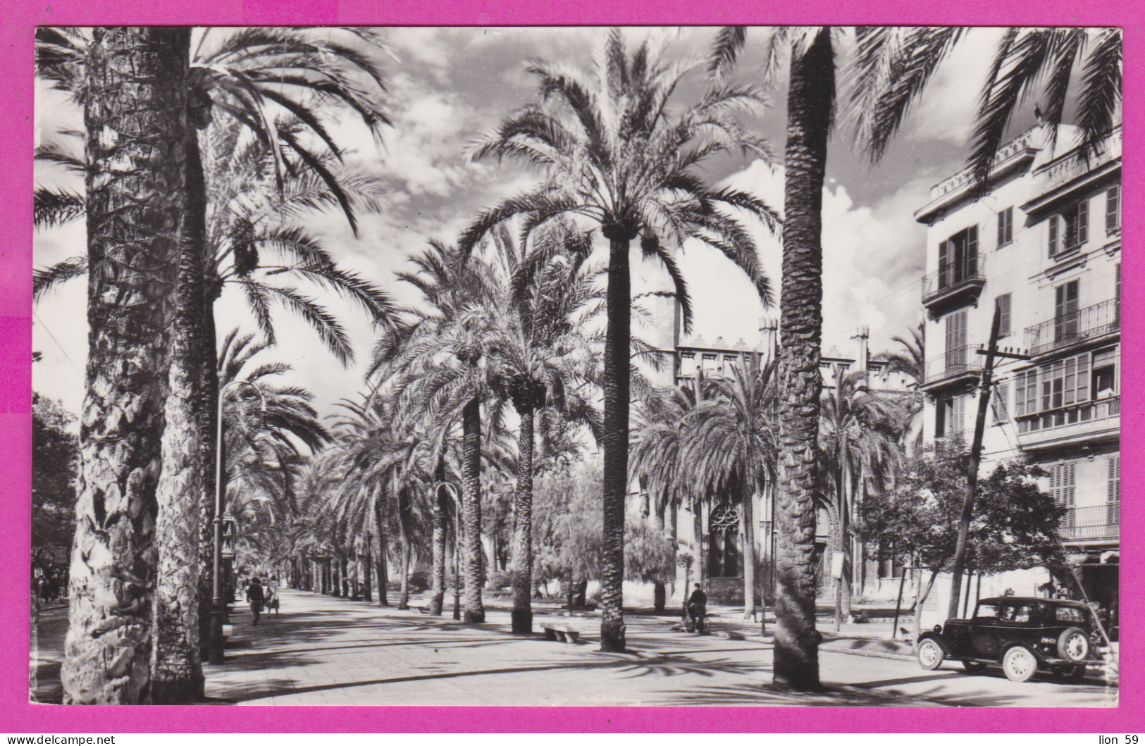 293815 / Spain - Mallorca - Palma Paseo De Sagrera PC 1959 USED 1 Pta General Franco Flamme ".. Ahorros A La Caja Postal - Covers & Documents