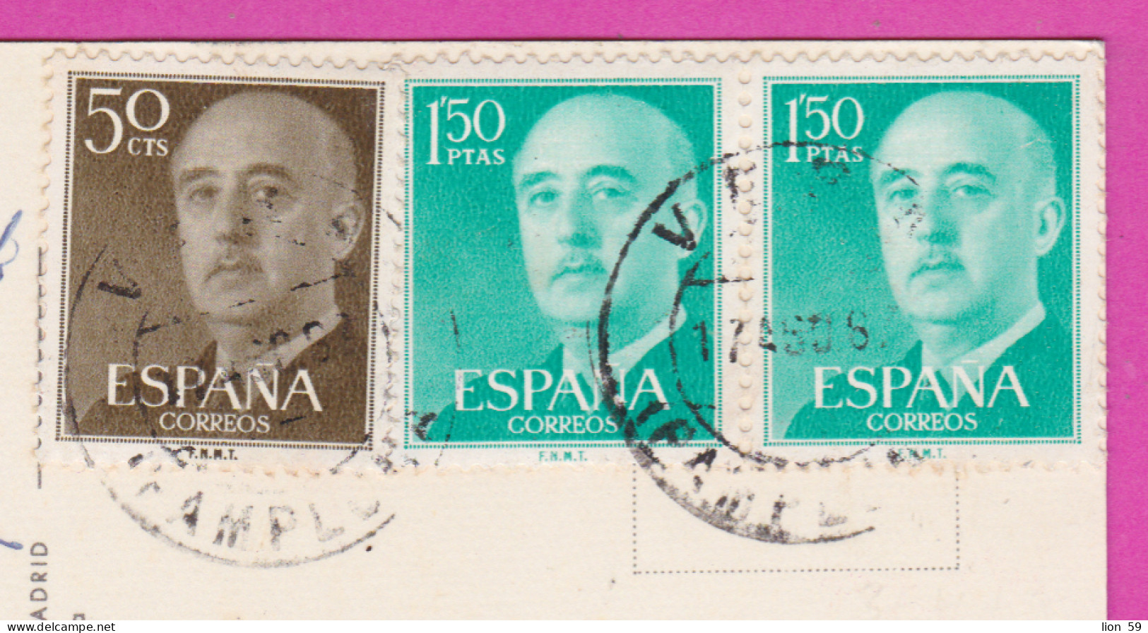 293816 / Spain - San Sebastian - Bay Nochurnal View  PC 1961 USED 50 Cts +1.50+1.50 Ptas General Francisco Franco - Brieven En Documenten
