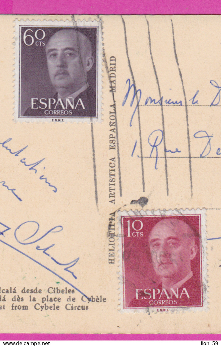 293818 / Spain - Madrid - Calle De Alcala Desde Cibeles PC 195. USED 10+60 Cts General Francisco Franco To BG Sofia - Covers & Documents