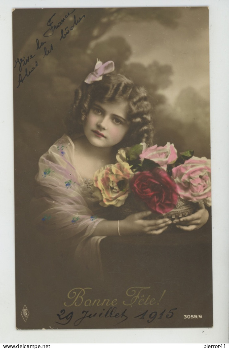 ENFANTS - LITTLE GIRL - MAEDCHEN - Jolie Carte Fantaisie Portrait Fillette Et Fleurs - Abbildungen
