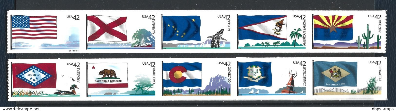 USA 2008 Flags Strip From Roll Y.T 4051/4060 ** - Unused Stamps