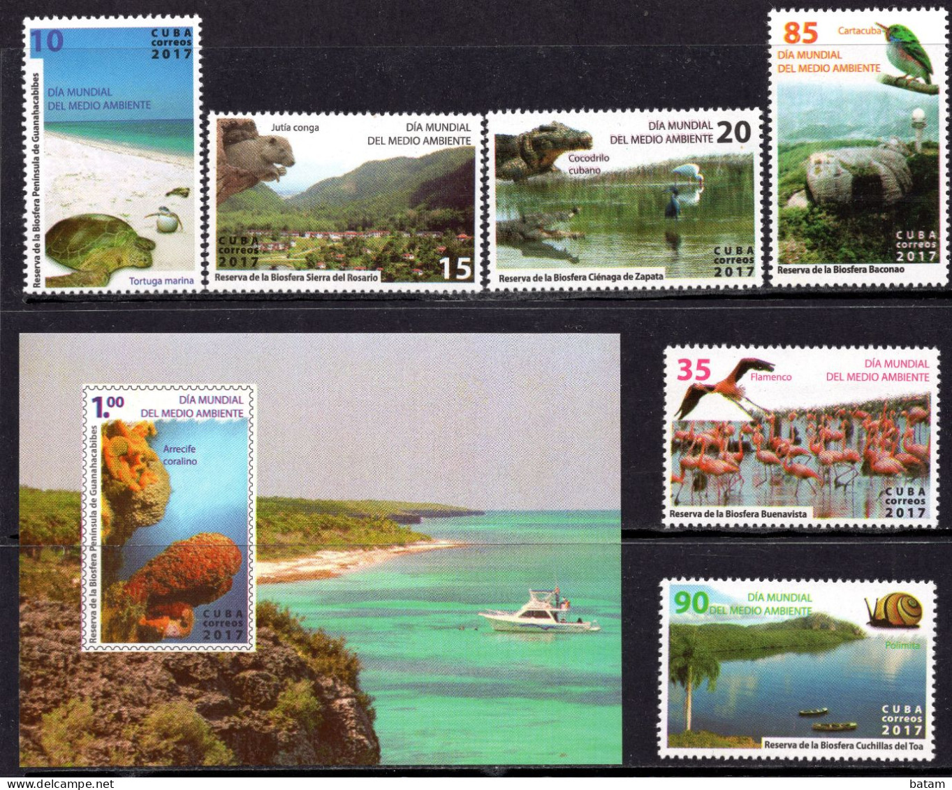 CUBA 2017 - World Environment Day - Fauna - Birds - Turtle - MNH Set + Souvenir Sheet - Unused Stamps