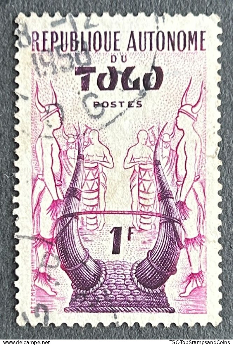 FRTG0263U - Local Motives - Head Dress - 1 F Used Stamp - Republique Autonome Du Togo - 1957 - Usati