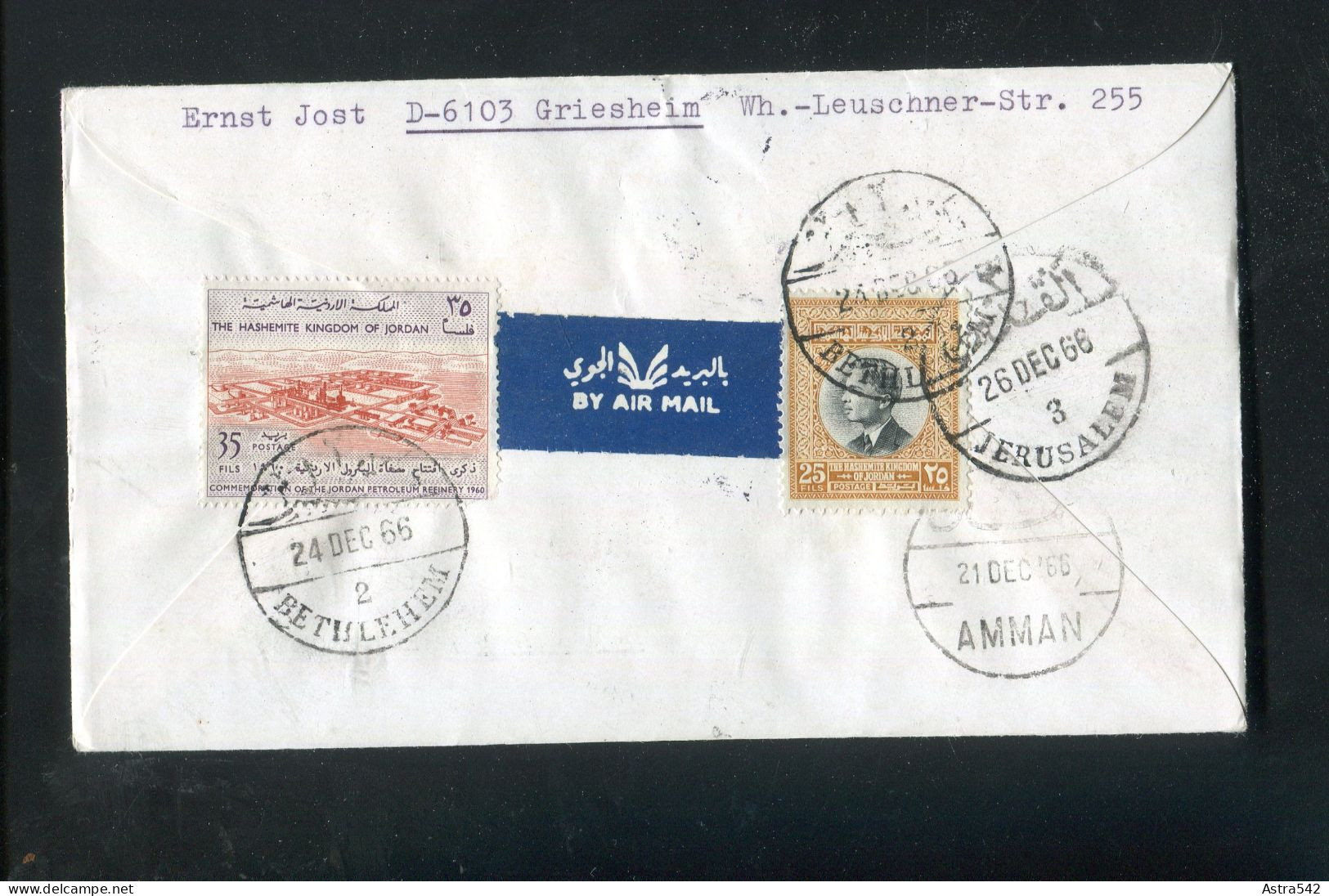 "LIECHTENSTEIN" 1966, Mi. 470-473 FDC Per Lupo/Reco Nach Jordanien Befoerdert, Dort Rueckseits Frankatur (A1229) - FDC