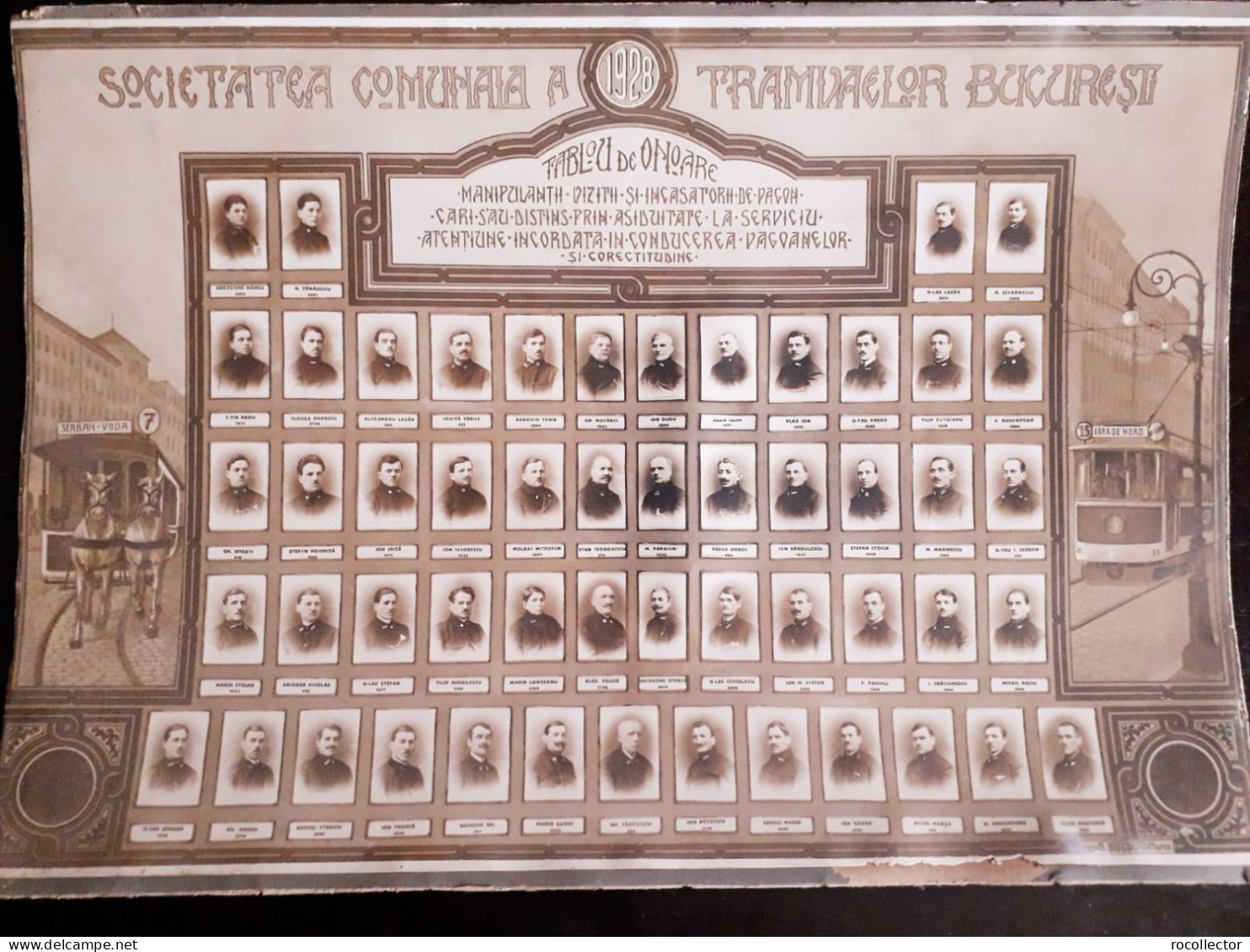 Societatea Comunală A Tramvaielor București 1928 Tablou De Onoare Manipulanții Vizitii și încasatorii De Vagon P3/24 - Identified Persons