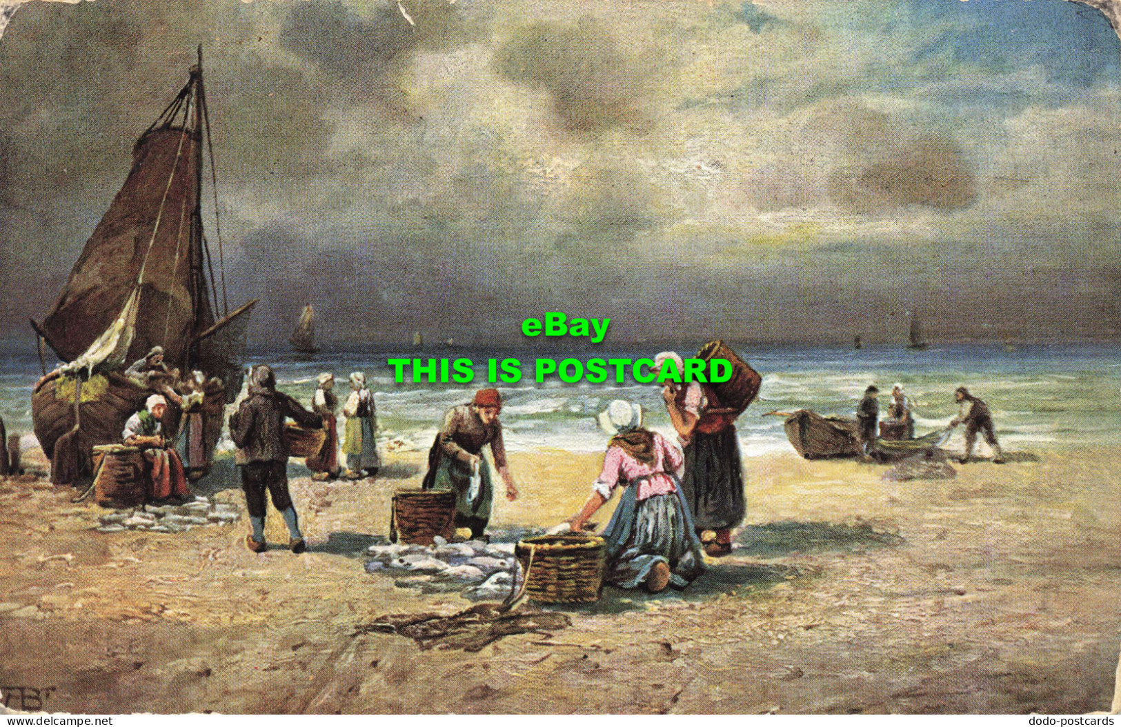 R597814 Painting. Boats. People. Serie 555. 6 Dessins. 1909 - Wereld