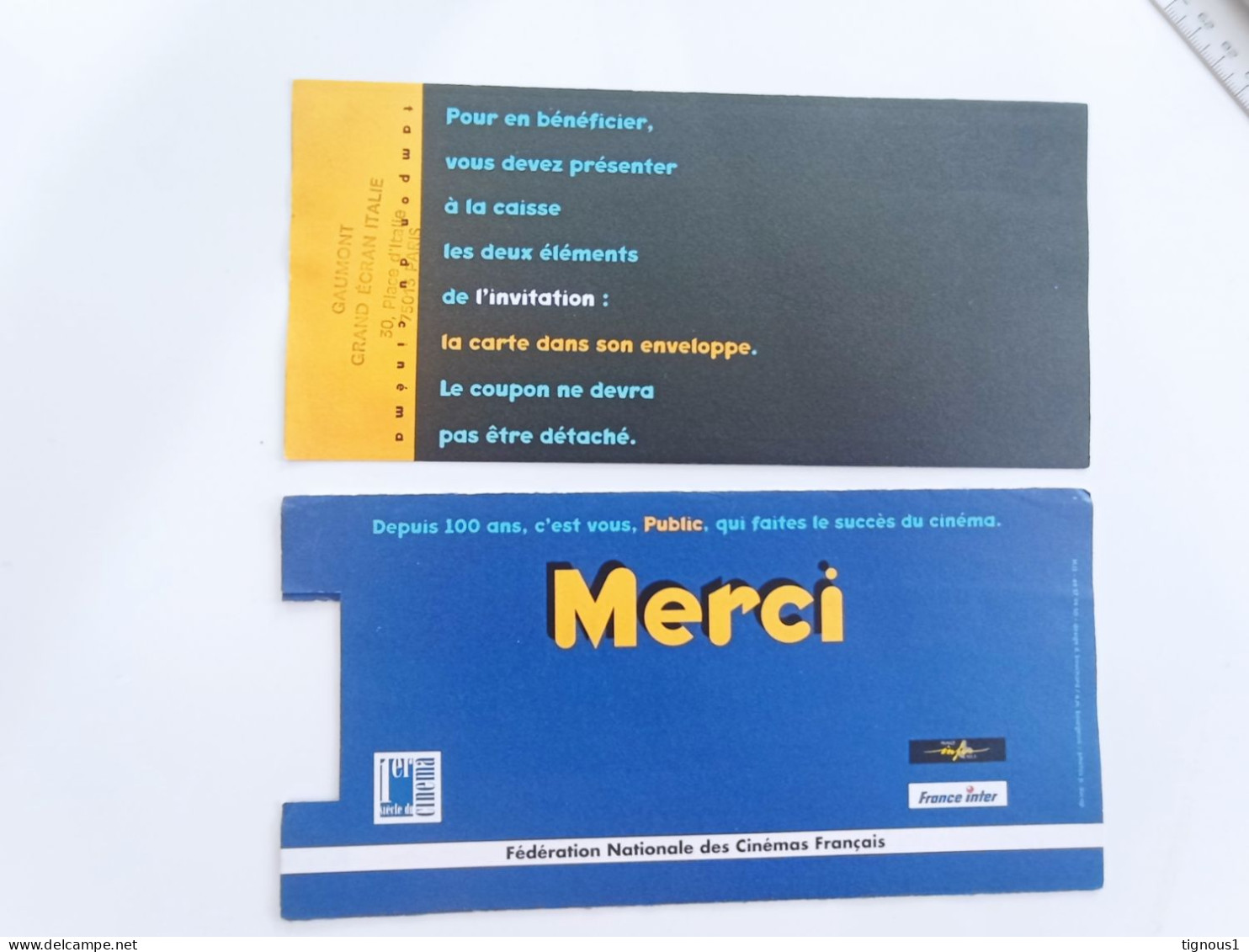 Ticket Du Siècle 1995 Pathé Grand écran Italie COMPLET - COLLECTOR - Pubblicitari