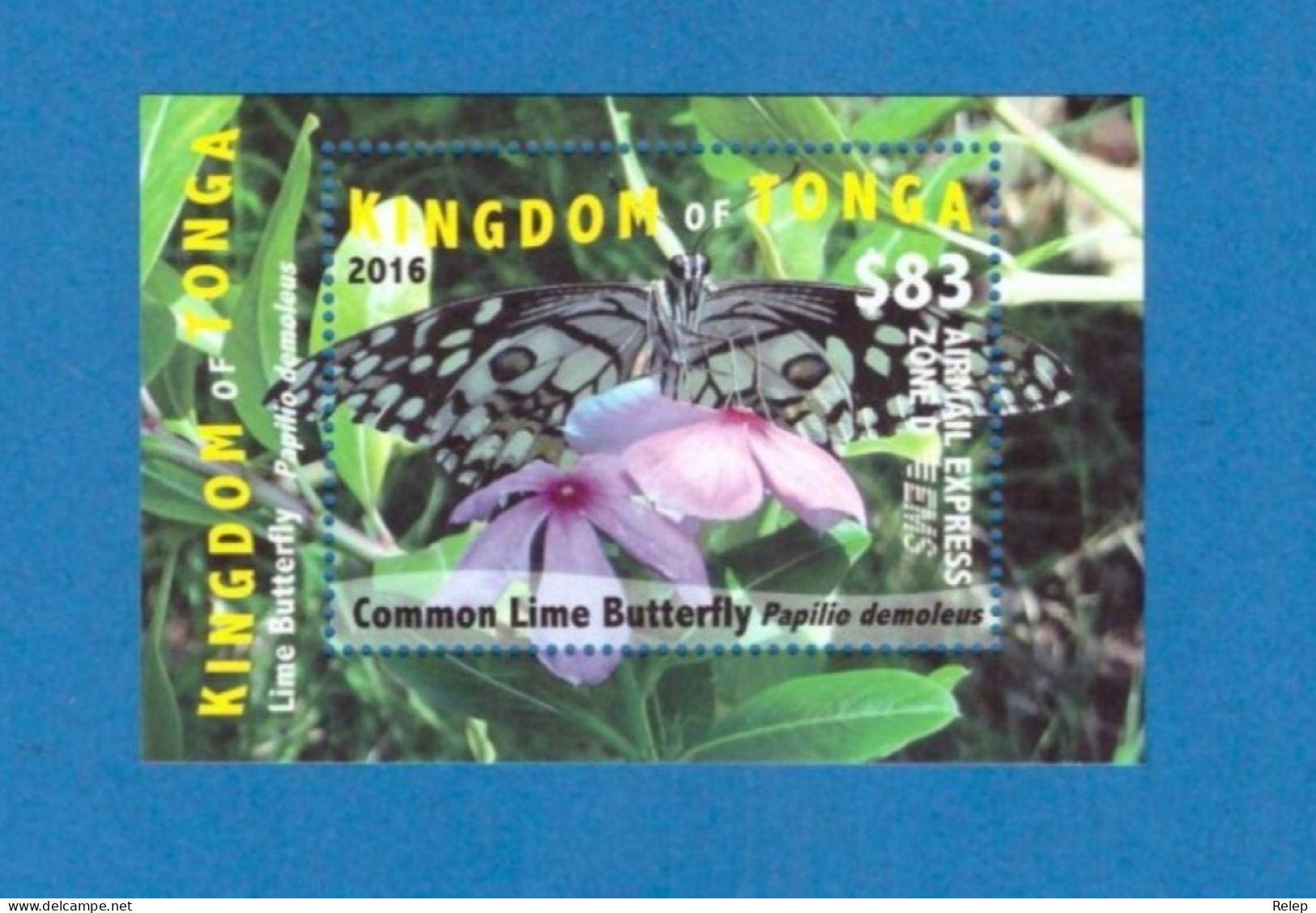 2016 Butterflies -  Without White Frame - MNH - Perfuração:14 Cot.: €83.00 - Tonga (1970-...)