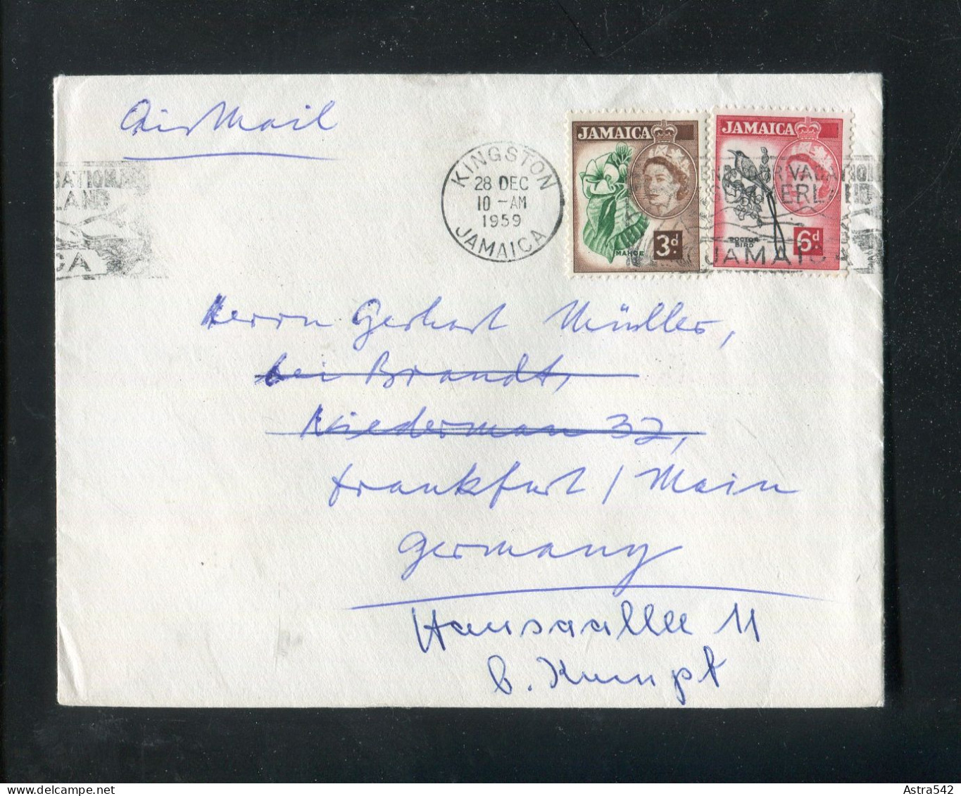 "JAMAICA" 1959, Brief Ex Kingston Nach Deutschland, Nachsendung (A1230) - Giamaica (1962-...)