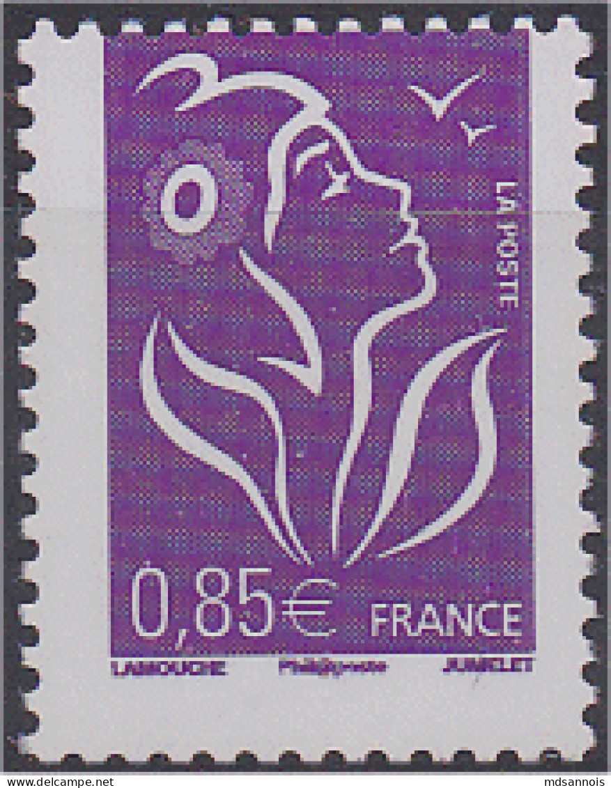Marianne De Lamouche N° 3968 Violet Rouge 0,85 Euro Neuf ** Variété Piquage Décalé Scan Recto/verso - 2004-2008 Marianna Di Lamouche