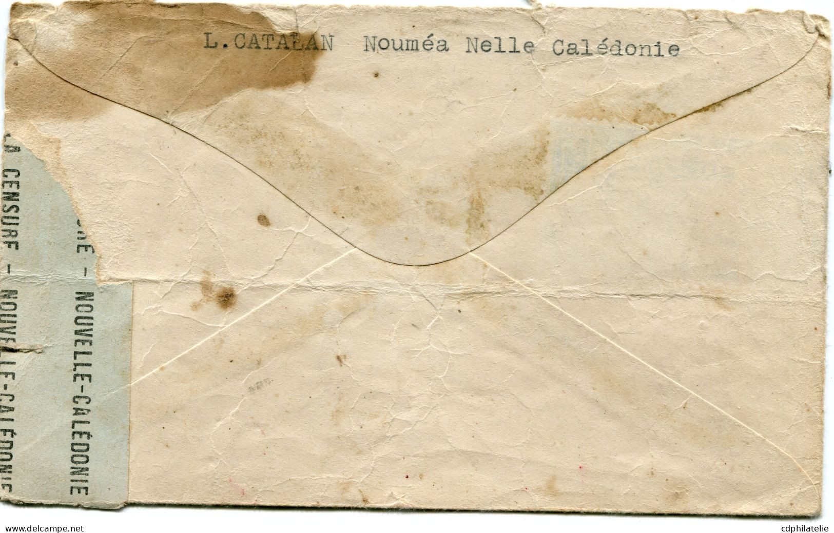 NOUVELLE-CALEDONIE LETTRE PAR AVION CENSUREE DEPART NOUMEA 14 AVRIL 45 Nelle CALEDONIE POUR LA FRANCE - Cartas & Documentos
