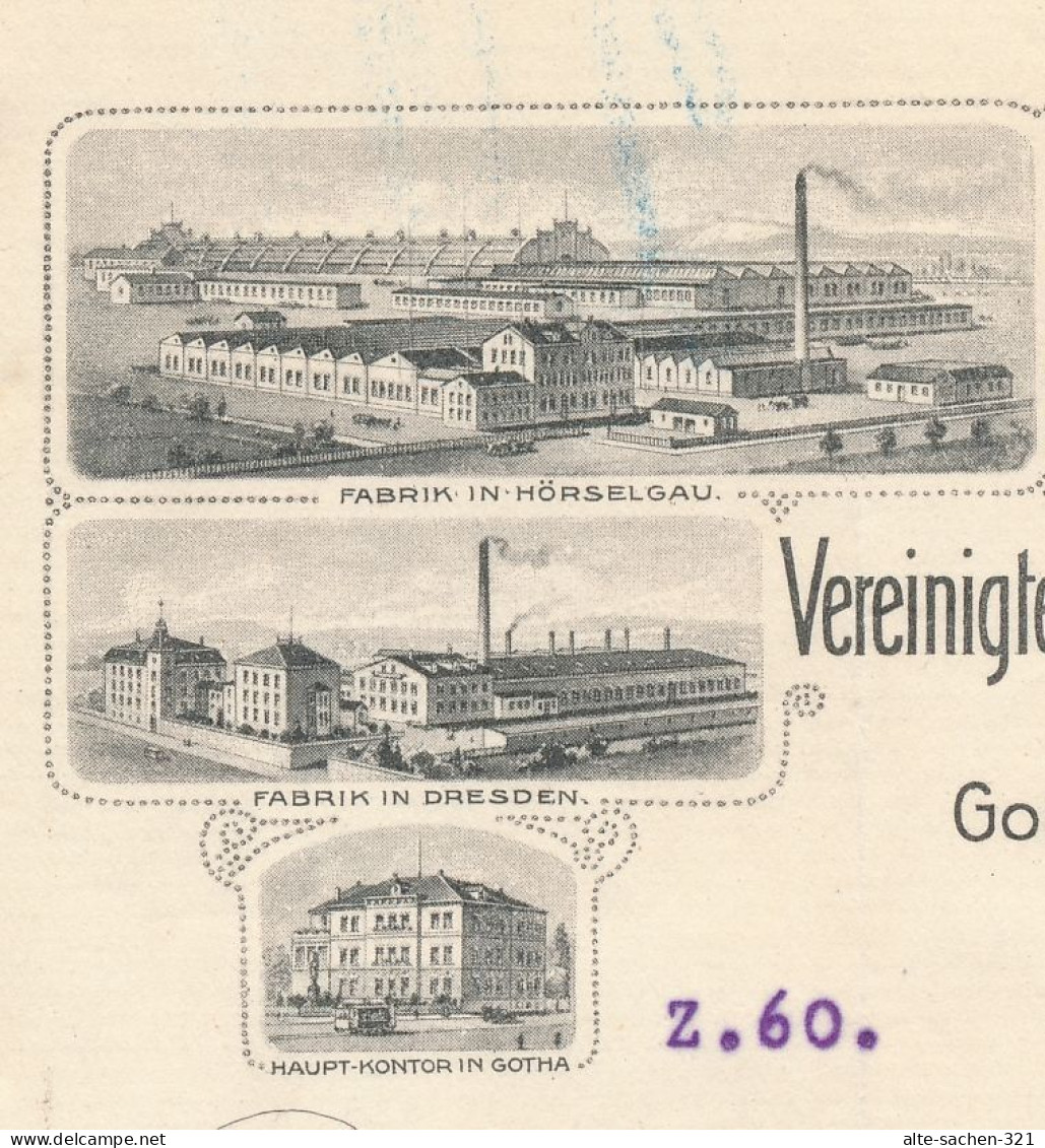1913 Rechnung Hanfschlauch- Und Gummiwarenfabrik Gotha Magdeburg Dresden Arnstadt - Historische Dokumente