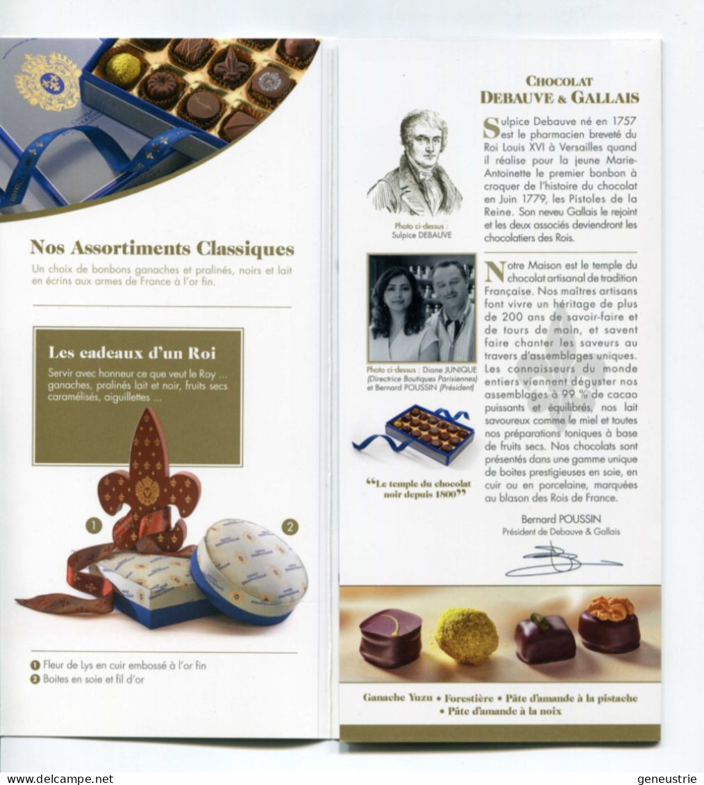 Plaquette Publicitaire (3 Volets) "Chocolaterie Debauve Et Gallais, Fournisseurs Des Rois De France" Paris Chocolat - Lebensmittel