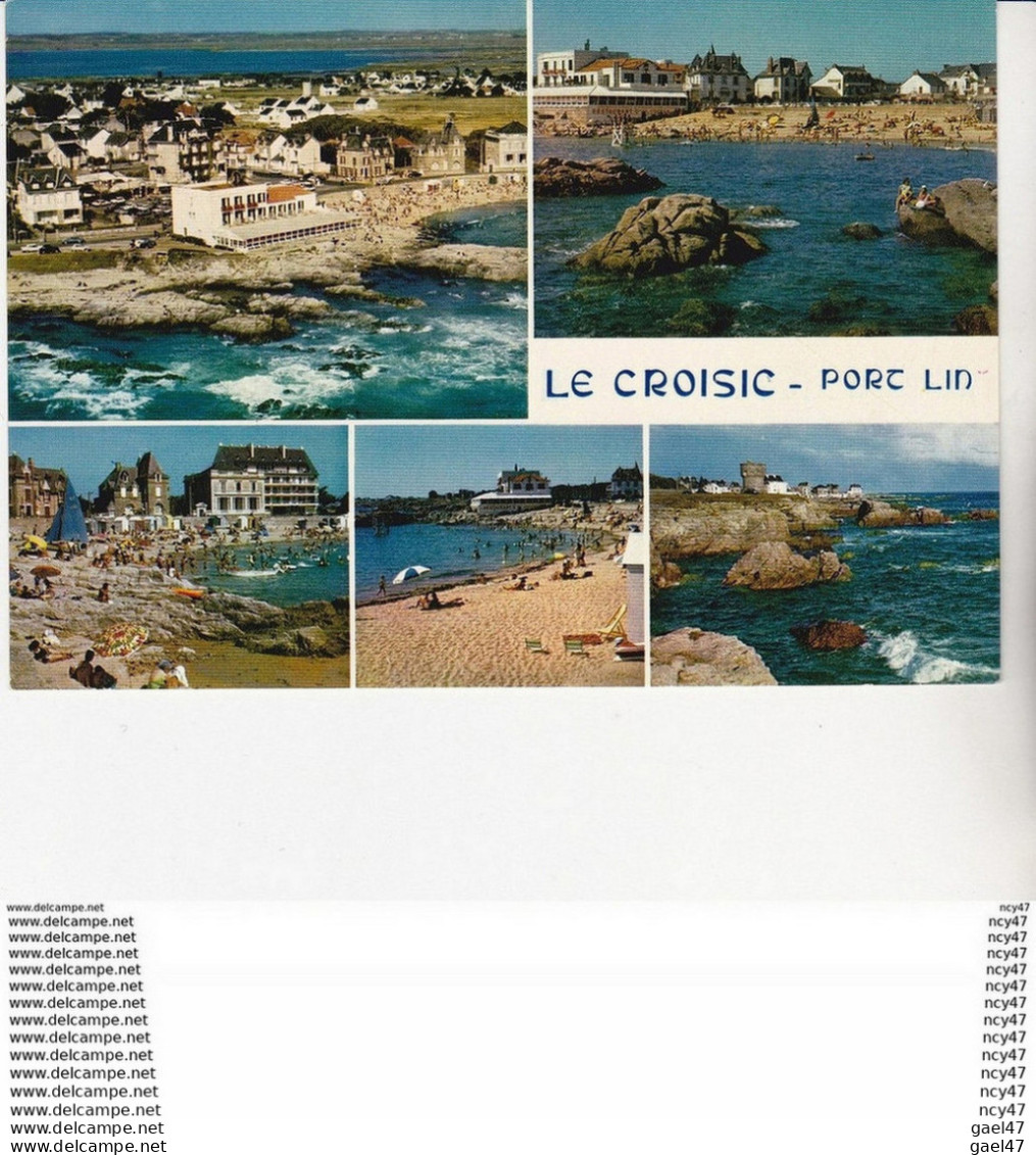 CPSM/gf (44) LE CROISIC.  La Plage De Port-Lin.  Carte Multivues.  ...U804 - Le Croisic