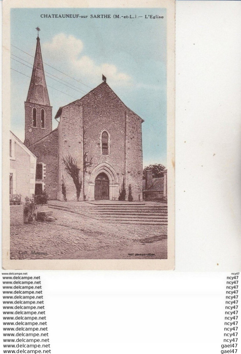 CPA. (49) CHATEAUNEUF-sur-SARTHE.  L'église.   U211 - Kirchen U. Kathedralen
