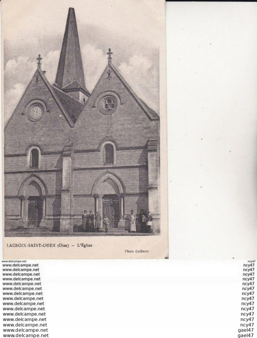 CPA (60) LACROIX-SAINT-OUEN.   L'église, Animé, Horloge ...U463 - Kirchen U. Kathedralen
