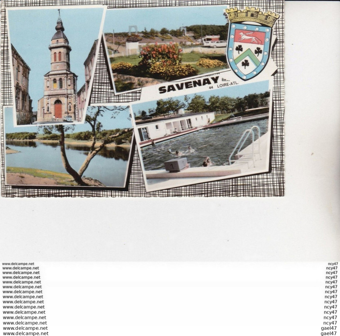 CPSM/gf. (44)  SAVENAY.   Le Camping, La Loire, La Piscine, Le Temple, Glacé  .. U24 - Savenay