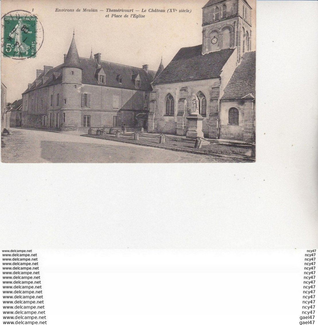 CPA (95) THEMERICOURT...Le Château Et Place De L'église, Horloge, Monument ....U567 - Châteaux