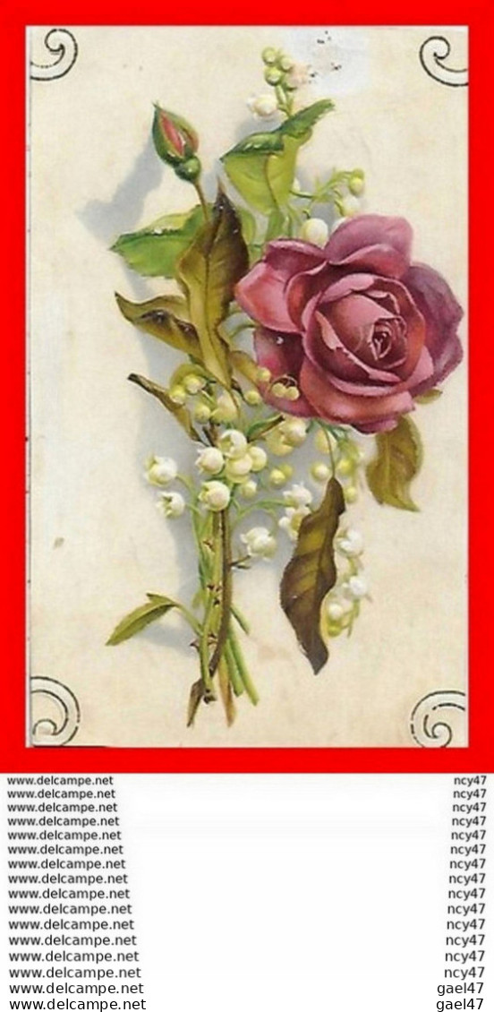 CHROMOS.  Fleurs.  Rose Et Muguet, Gaufré...S1360 - Sonstige & Ohne Zuordnung