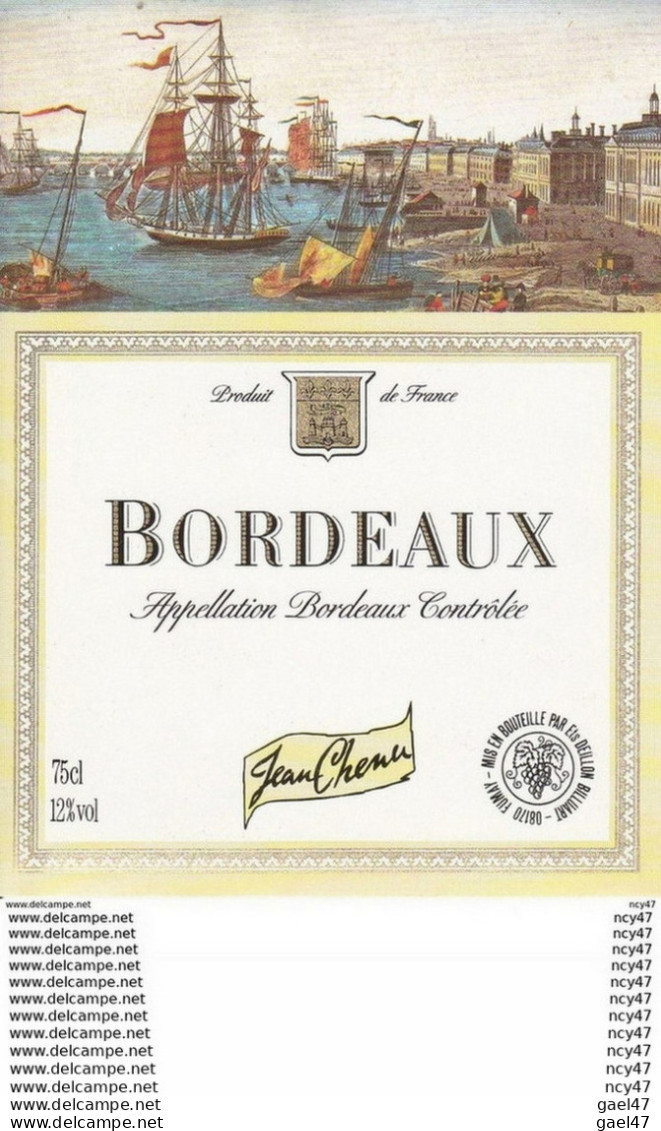 ETIQUETTES DE VIN.  BORDEAUX.les Grands Voiliers  (Bordeaux).  Jean Chenu 75cl. ..K885 - Bordeaux