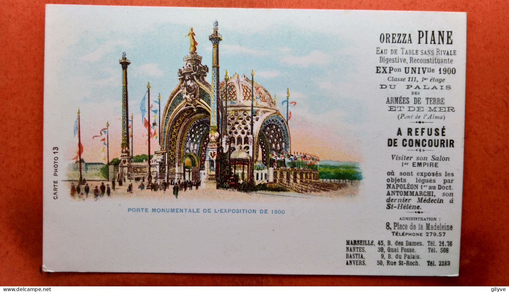 CPA (75) Exposition 1900. Porte Monumentale. Publicité RARE. OREZZA PIANE.A Refusé De Concourir.  (7A.652) - Publicité