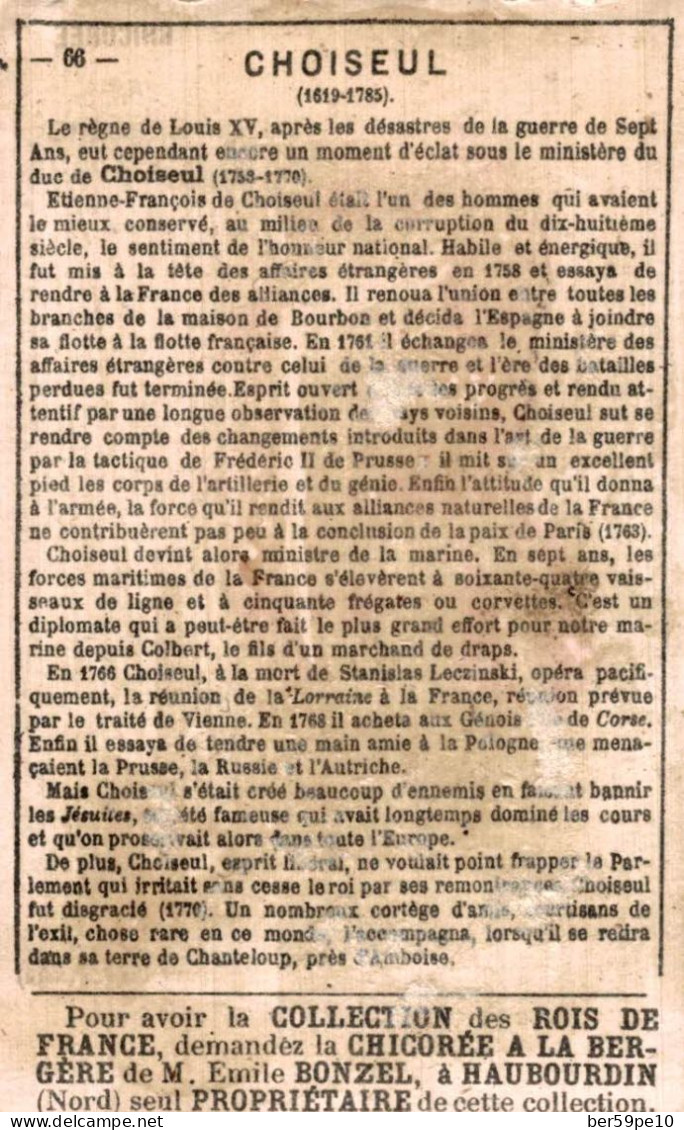 CHROMO CHICOREE A LA BERGERE EMILE BONZEL A HAUBOURDIN  N°66 CHOISEUL - Thee & Koffie