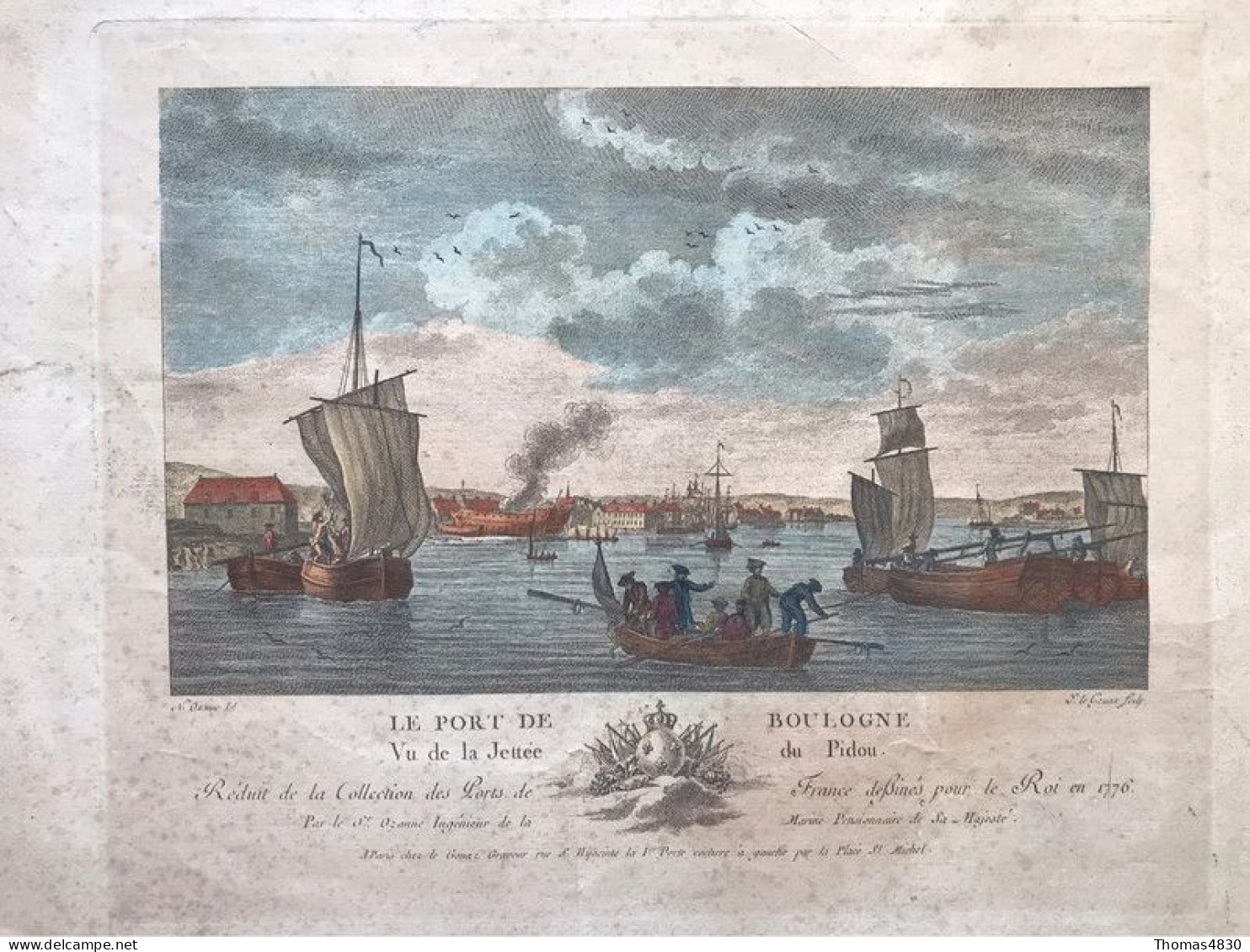 Lithographie 1776 : Le Port De Boulogne : Vue De La Jetée Du Pidou - Ozanne Et Gouaz - Plakate