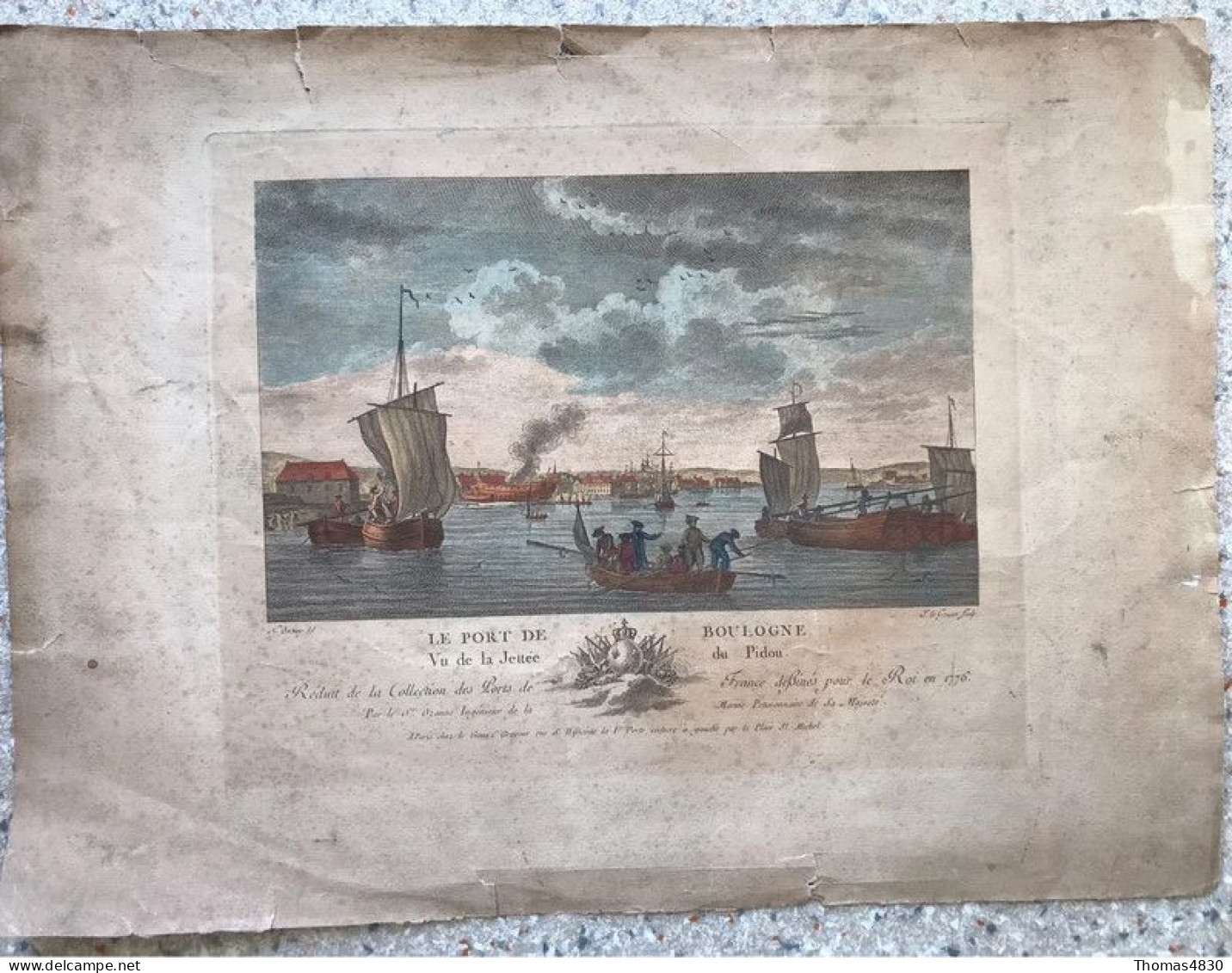 Lithographie 1776 : Le Port De Boulogne : Vue De La Jetée Du Pidou - Ozanne Et Gouaz - Affiches