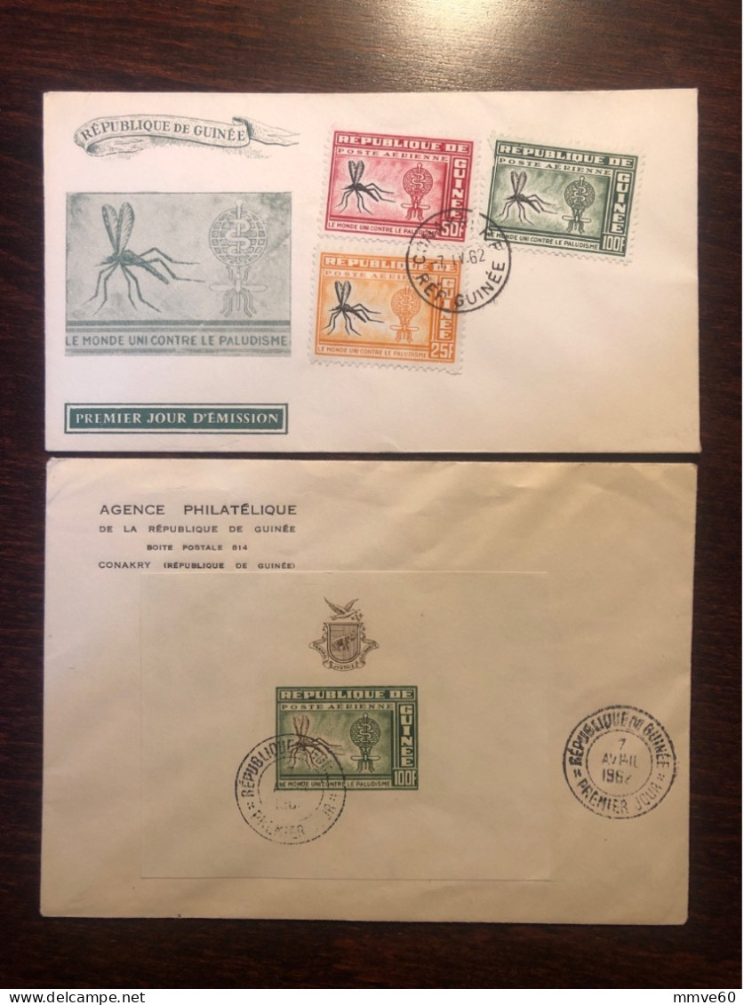 GUINEA GUINEE FDC COVER 1962 YEAR MALARIA HEALTH MEDICINE STAMPS - Guinea (1958-...)