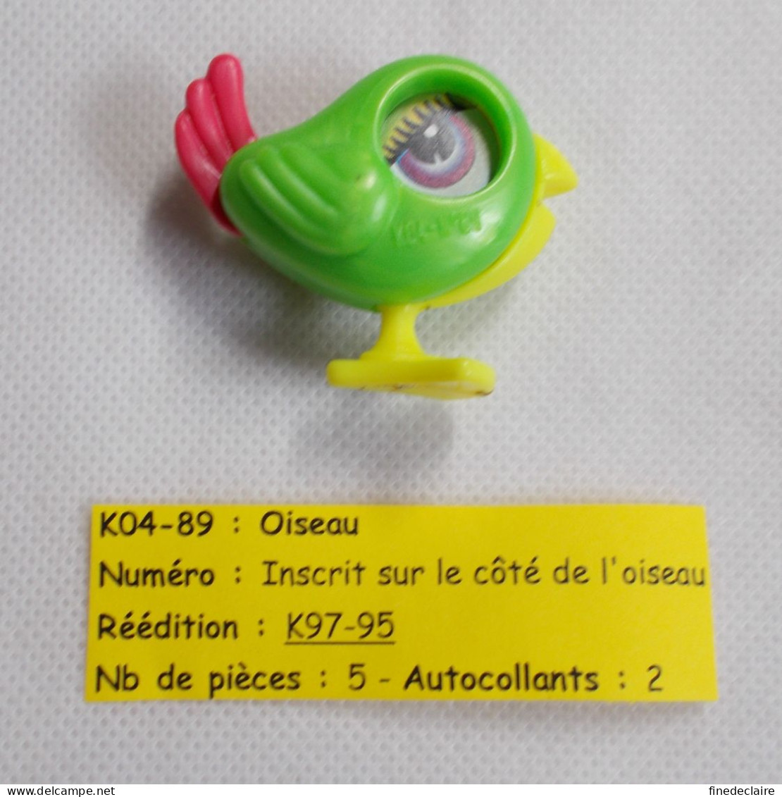 Kinder - Oiseau Vert, Rose Et Jaune - K04 89 - Sans BPZ - Montables