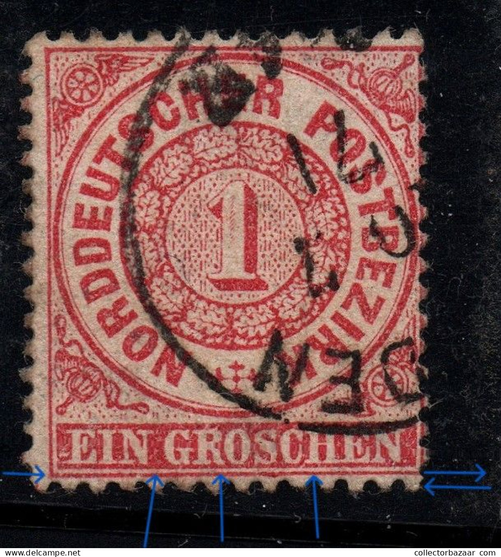 Germany North German Confederation Stamp #16 Variety Thin Boxed Margin Border - Afgestempeld