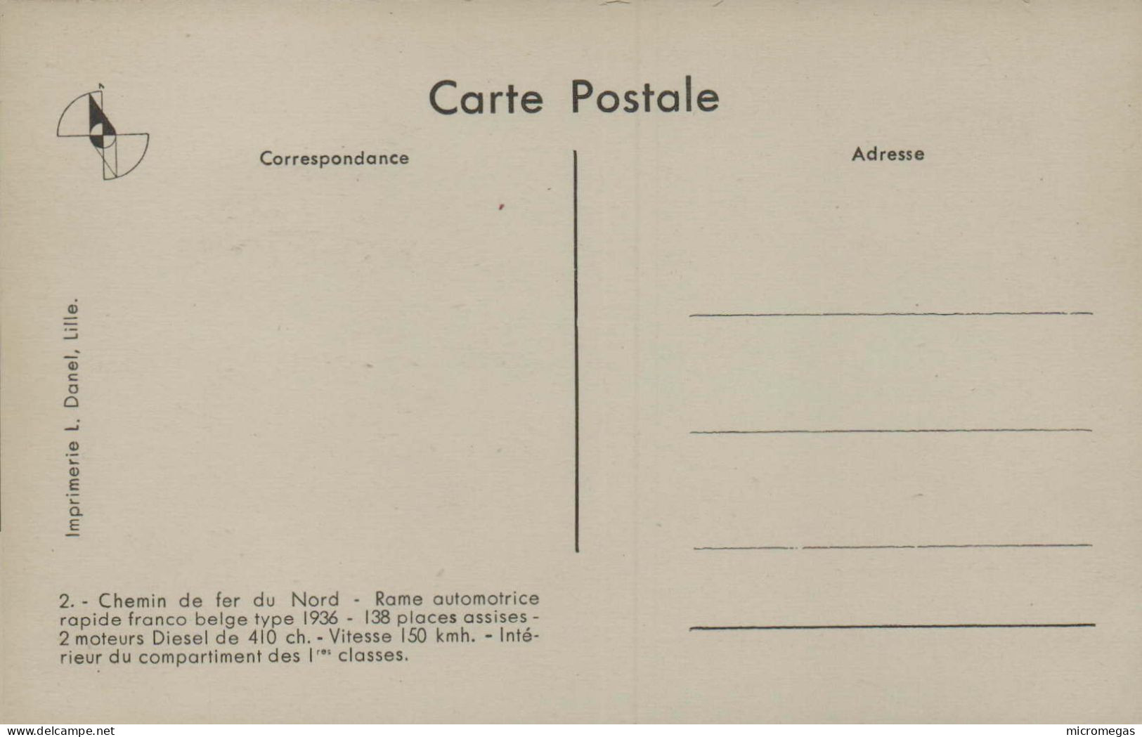 Chemins De Fer Du Nord - Rame Automotrice Type 1936, 138 Places Assises - Eisenbahnen