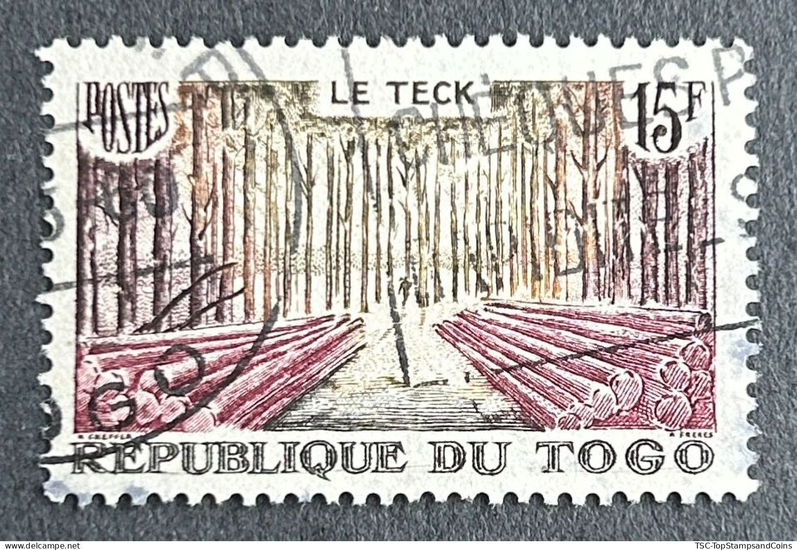 FRTG0288U - Local Motives - Teak Wood - 15 F Used Stamp - Republique Du Togo - 1959 - Usati